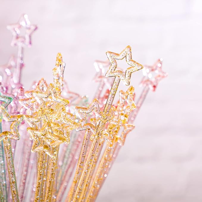 Mudder 100 Pieces 9.1 Inch Christmas Swizzle Sticks Cocktail Stirrers Plastic for Bar Disposible Plastic Star Top Crystal Swizzle Sticks for Christmas Party(Glittery Mixed Color)