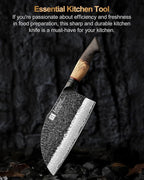 XINZUO 7.3 Inch Hand Forged Butcher Knife With Sheath,67-Layer Damascus Steel With 7Cr17Mov Core Big Knife For Meat Cleaver Cutting Vegetable Cleaver For Kitchen,Camping