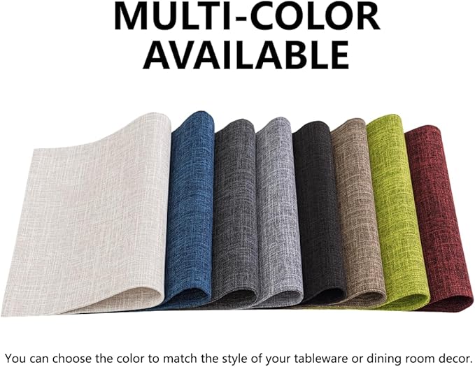 Placemats Set of 4, Bilayer Thickened Linen Place Mats Heat Resistant Machine Washable Wrinkle Free Carefully Selected Polyester Mats for Kitchen/Dining/Coffee Table (Light Grey)