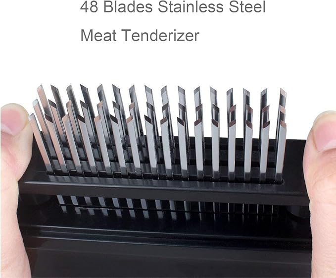 Meat Tenderizer, with 48 Stainless Steel Ultra Sharp Needle Blades, Hand Held Meat Tenderizer Needle, Kitchen Cooking Tool Best Makes Steak & Chicken Tender - No More Hammer, Meat Pounder