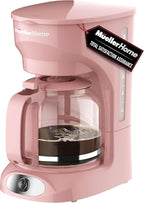 MUELLER HOME 12-Cup Pink Coffee Maker - Borosilicate Carafe, Auto-Off, Pink Kitchen Accessories, Reusable Filter, Anti-Drip, Kitchen Appliances, Keep-Warm Function, Kitchen Décor