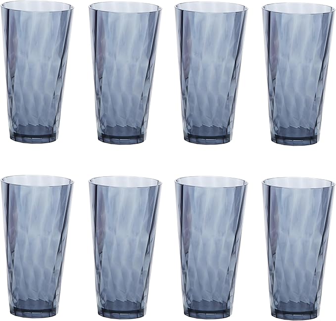 Unbreakable Plastic Drinking Glasses, Set of 6, Shatterproof Drinking Cups, Plastic glass cup,20 oz plastic Tumbler Cups,Dishwasher Safe (Grey)