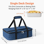 Lunch Bag - Large Insulated Casserole Carrier, Reusable Lunch Box for Men/Women, Insulated Lunch Bag Leakproof Lunchbox for Men Adults Work Picnic Hiking Beach(Navy Blue) 17.12" x 11.42"