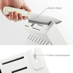 McCook® Knife Sets, White High Carbon Stainless Steel Kitchen Knife Sets with with Built-in Sharpener