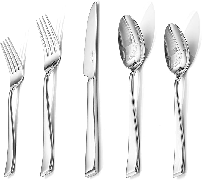 KINGSTONE Mirror Polish Silverware Set for 4, 20-Piece 18/10 Stainless Steel Flatware Set, Dishwasher Safe Cutlery Set for Wedding, Home, Restaurant, Knives Spoons and Forks Set