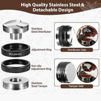 53mm Coffee Distributor and Tamper - Dual Head Coffee Leveler Compatible with Breville 54mm Portafilter, Depth Adjustable Espresso Hand Tampers, Barista Accessories