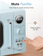 COMFEE Retro Ovens, Small 6 Auto Menus, 0.9 cu.ft Countertop Compact Microwaves with Multi-Stage Cooking, Mute Function, LED Digital, Green/900W, CMO-MMP02AA(GN), Green