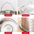TOPINCN Steam Basket, Stainless Steel Steam Basket with Handle Sugar Removal Rice Cooker Insert Steaming Rack Steamer Cookware Steamer for Cooking (17.5cm)