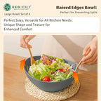 Homienly Wheat Straw Bowls, Large Salad Bowls Set of 6-60 OZ Serving Bowl for Kitchen, Camping, Party - Unbreakablke Microwave and Dishwasher Safe Big Cereal Bowl, Large Soup Bowl - Grey