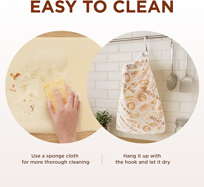 2 Packs Reusable Beeswax Bread Bags for Homemade Sourdough Bread - Extra Large and Easy to Clean Cotton Storage Bag-Keep Loaf Fresh for Days, 17x13 Inch