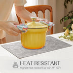 Romanstile Vinyl Placemats Set of 6-12 X 18 Inch - Heat Resistant Non-Slip Embossed Floral Place Mats 100% Waterproof Oilproof Wipeable Faux Leather Table Mats for Kitchen/Dining/Party, LightGrey