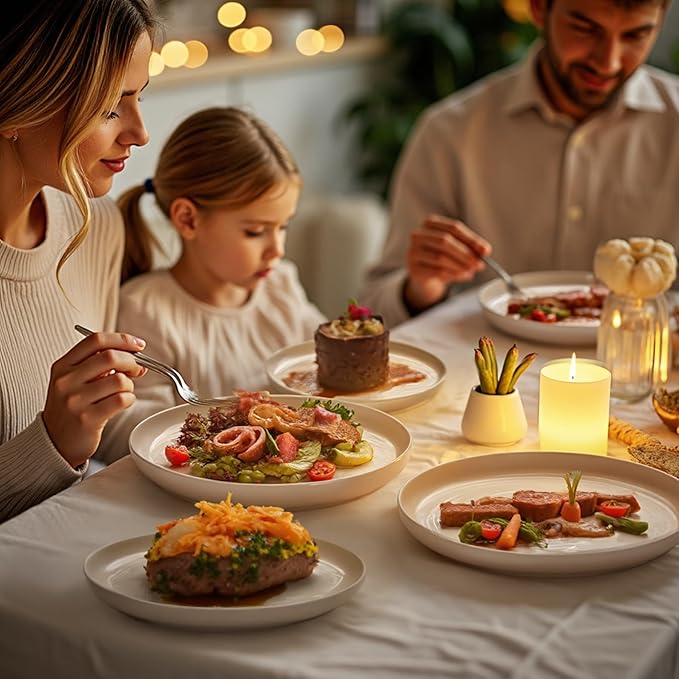 Sweese Dessert Plates, 7.8 Inch Porcelain Round Salad Plates Set of 6, Small Appetizer, Small Dish Set, Microwave & Dishwasher Safe, Scratch Resistant Slates set, White