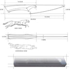 FINDKING 6 Inch Boning Knife, Damascus Steel Skinning Knife, Sharp Meat Knife for Bones (Cheetah Series, w/Ebony Wood Handle)