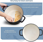 Velaze 6 QT Enameled Cast Iron Dutch Oven, Dual Handles Dutch Oven Pot with Lid,Heavy-Duty Non-stick Round Dutch Oven for Bread Baking, Stewing, Roasting, Good Sealing for All Heat Source (BLACK)