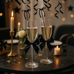 30 Pcs 6 Inch Bow Drink Stirrers, Bow Stir Sticks Coffee Stirrers Reusable Plastic Swizzle Sticks for Wedding Birthday Bridal Cocktail Decorations Supplies(Black)