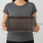 Alisveristime Small Ornate Metal Serving Tray – Ottoman Motif Decorative Tray (14.2" x 7.1", 10.8 oz) (Black)