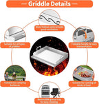 Stainless Steel Griddle for Gas Grill, 23" x 16" x 2.2", Flat Top Grill with Removable Grease Tray