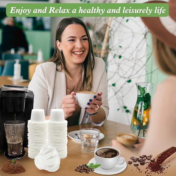 Aussen Disposable Coffee Paper Filters Replacement Kerig Filter Fit All Keurig Single Serve Filter Brands Compatible with Reusable Single Serve Pods Keurig Coffee Maker (White, 200pcs)