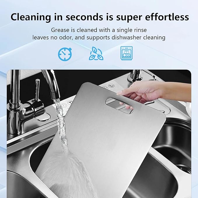 Titanium Cutting Board Set of 1, 15 * 11.5inches,Titanium Cutting Boards for Kitchen, Food Grade Metal Double Sided Chopping Boards for Kitchen Counter Meat Vegetable Fruit Outdoor Camping