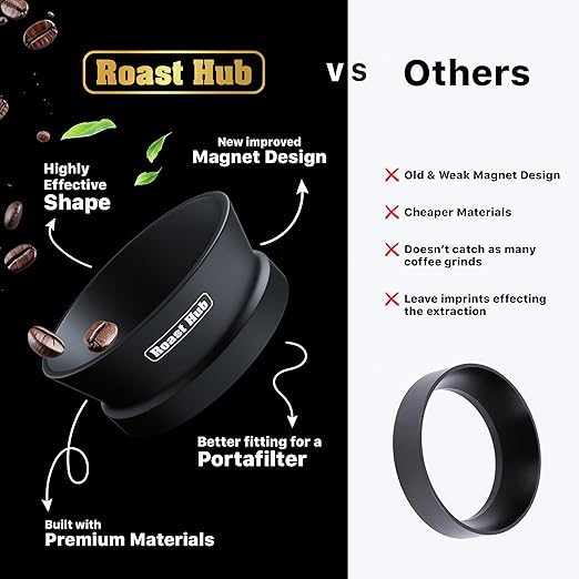 54mm Magnetic Dosing Funnel for Portafilter Espresso Machine ~ High Strength 12 Magnet Design ~ Fits Most Express Coffee Machines ~ Home Barista Espresso Portafilter Adapter ~ UK Brand