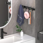 Coat Rack Wall Mounted with 5 Hooks,Metal Wall Hooks for Hanging Towel Coat Bag, Stainless Steel Coat Hooks Hat Rack Coat Hanger Towel Hooks for Entryway Bathroom Kitchen (Black, 2 Packs)