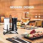 Aelga Farmhouse Salt and Pepper Shakers with Holder, Salt Shaker for the Kitchen with Adjustable Pour Holes for Himalayan, Kosher, and Sea Salts