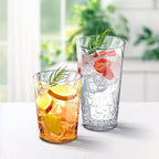 Amazing Abby Glacier Plastic Tumblers (Set of 12), 14-Ounce and 18-Ounce, All-Clear, Stackable, BPA-Free, Shatter-Proof, Dishwasher-Safe