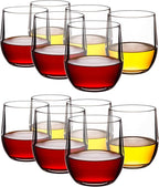 14-ounce Plastic Stemless Wine Glasses, All Purpose Arcylic Glasses, set of 12 Clear Reusable Shatter-resistant Dishwasher Safe