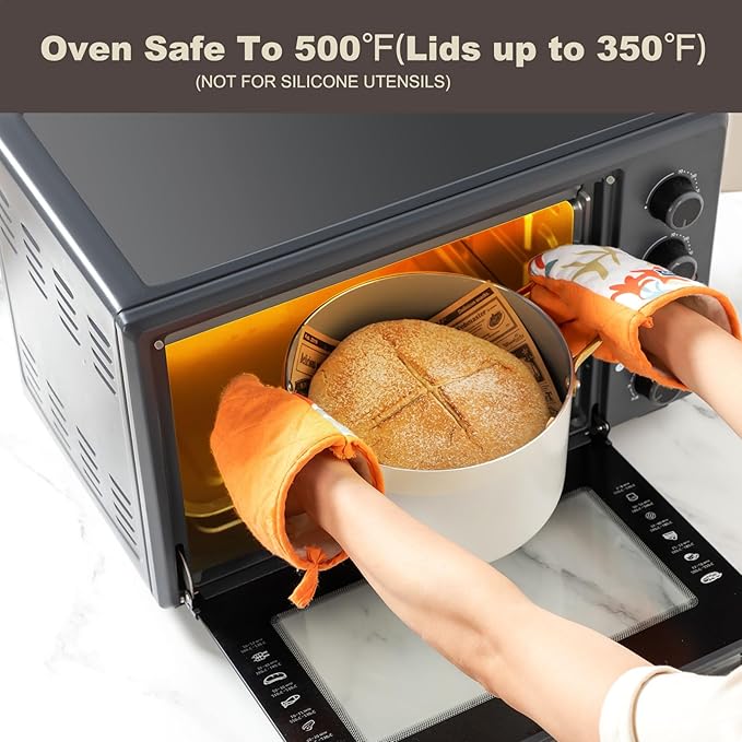 ceramic cookware set,Healthy,Non Toxic,Pots and Pans Set non stick,14-Pcs Kitchen induction cooking Sets, nonstick Pot and Pan Set with silicione Utensils,PFOS/PFOA Free,Cream and Gold