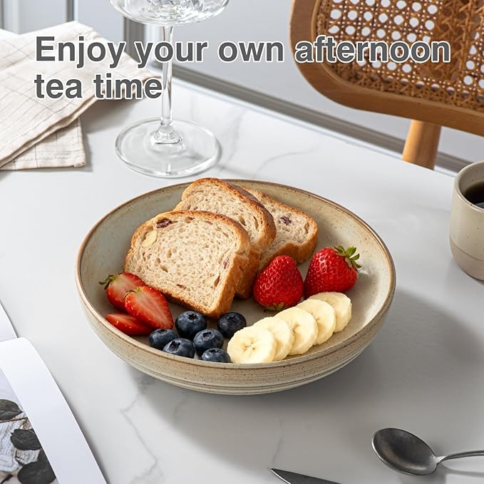 HAPPY KIT 9'' Pasta Bowls, 42oz Pasta Bowls Set of 4, Large Salad Bowl, Ceramic Serving Bowls,Double Reactive Glaze, Ideal for Housewarming, Festivals, Microwave Safe (Peacock Blue)