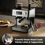 Gevi 20 Bar Espresso Machine with Grinder & Milk Frother, Professional Coffee Maker for Home, Cappuccino & Latte, Removable Water Tank, Steam Wand