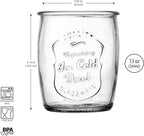 Glaver's Glass Tumblers Premium Drinking Glasses set Of 4 Genuine Artisan-Made Vintage Italian Style-Elegant 13 Oz Clear Tumbler Glassware Set For Cold, Refreshing Drinks, Beverages, Cocktails