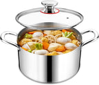 Cooking Stock Pot with Lid, 4.5 Quart Heavy Duty Tri-ply 18/10 Stainless Steel Soup Pot for Pasta Vegetable Steaming and Stewing, Induction Compatible & Dishwasher Safe
