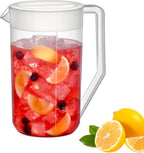 Amazing Abby - Kitchen Party - 2-Quart Plastic Pitcher (1-Pack), Unbreakable Water Pitcher with Lid, BPA-Free, Heat-Resistant, Dishwasher-Safe, Great for Both Iced and Hot Drinks, Indoors and Outdoors