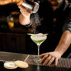 2 Pcs Margarita Salt Rimmer Set Glass Rimmer with Lid Home Bar Accessories Plate for Sugar Drinks Cocktails Bartender Tool Kit Party Restaurant, 5.9" Diameter (Bamboo)