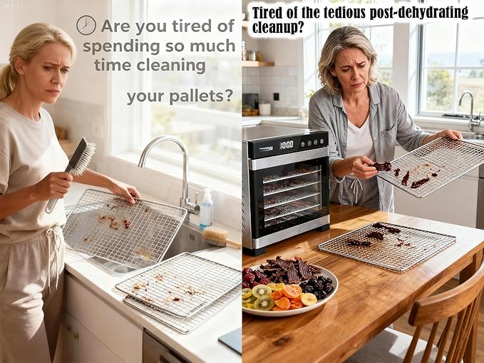 10 Pcs/Sets Silicone Dehydrator Sheets for Food Dehydrator & Freeze Dryer, 14x14 in