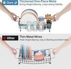 iSPECLE Small Sink Dish Drying Rack, Capacity Expandable Narrow Dish Drainer for RV Kitchen Counter with Cup Holder and Utensil Holder, Fit for 12"~18.3" Sink, Black