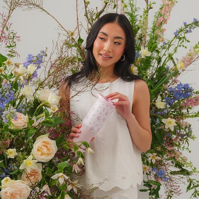 HydroJug Sport - Stainless Steel Tumbler with Straw, Vacuum Insulated, 20oz Leakproof Water Bottle, Ergonomic Design, Reusable, Dishwasher Safe, Rubber Base, Durable for Gym or Outdoors, Wildrose