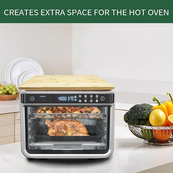 Air Fryer Accessories for Ninja Foodi DT251 DT201 SMART Countertop Convection Toaster Oven,14.7"×11.5" Bamboo Cutting Board With Heat-Resistant Non-Skid Silicone Feet,100% Organic Bamboo