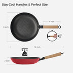 YUTANN Nonstick Frying Pan, 8 inch Enameled Cast Iron Pan Kitchen Healthy Egg Fry Pan Omelette with Detachable Handle, Lightweight Pre-seasoned Cast Iron Skillet, Dishwasher & Oven Safe