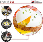 Modern Innovations Egg Poacher Pan - Nonstick Stainless Steel Maker With Handle, 6 Cups, and Silicone Spatula