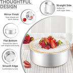 Leonyo Tall Round Cake Pans, 6’’- 8’’- 9½’’ Cake Pan Set for 3, Stainless Steel Round Layer Baking Tier Cake Pans Set, 3-Tiered Cake Tins for Birthday Wedding, Non Toxic & Healthy, Dishwasher Safe