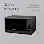 Farberware FM09BKA Compact Countertop Microwave Oven 0.9 Cu. Ft. 900-Watt with LED Lighting, Child Lock, Easy Clean Grey Interior, Black