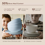 KINGSTONE Bone China Dinnerware Sets, 18-Piece Dinnerware Set for 6, Lightweight Durable, Dishwasher Safe, Tableware for Daily Use with Elegant Design, Blue