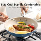 Redchef Ceramic Non Stick Egg Pans, Nonstick Frying Pan Skillet, 8 inch Cooking Pan Non Toxic with Stay Cool Handle for Induction, PTFE & PFAS & PFOA Free, Dishwasher/Oven Safe (Blue)