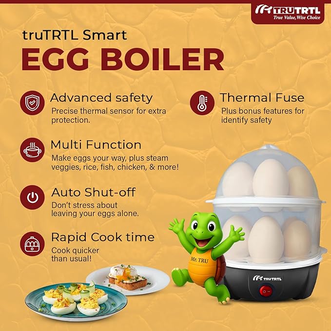 4 in 1 electric egg cooker | Boils upto 14 eggs | Poacher | Omelet maker | Vegetable steamer, dumpling & More | Royal Black