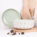 Set of 6 Dinner Plates 8 Inch, Green Porcelain Plates, Microwave Oven Dishwasher Safe Scratch Resistant