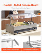 VEVOR Electric Soup Warmer, Two 6.34QT Pots & Four 1/2 Pans, Stainless Steel Commercial Food Warmer with 86~185°F Adjustable Temp, 1500W Bain Marie with Cover, Soup Station for Restaurant, Buffet