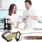 Reusable Coffee Filter Baskets 2PC, Cone Coffee Maker Filters Replacement Compatible with Ninja Coffee Machine, 8-12 Cup Coffee Filters for Cuisinart Coffee Maker Filter and Brewers, BPA Free