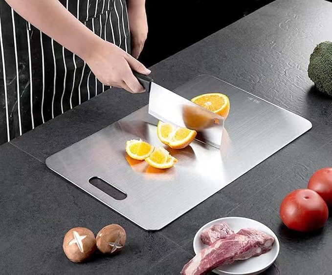 Titanium Cutting Board, New Upgrade Pure Titanium Cutting Boards for Kitchen,Food Grade 316 Stainless Steel Cutting Board，Double sided Dishwasher Safe 18.1 * 11.8inch